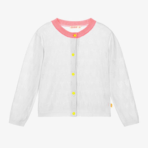 Billieblush-Girls White Cotton Knit Heart Cardigan | Childrensalon Outlet