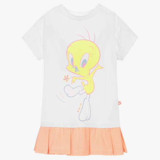 Billieblush-Girls White Cotton Looney Tunes Dress | Childrensalon Outlet