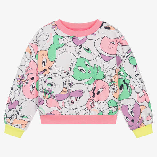 Billieblush-Girls White Cotton Looney Tunes Sweatshirt | Childrensalon Outlet