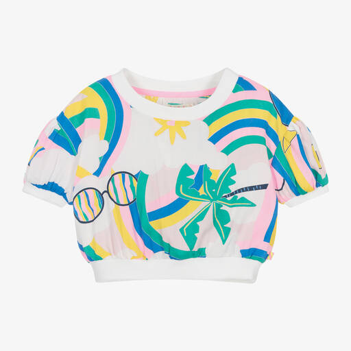 Billieblush-Girls White Cotton Rainbows Blouse | Childrensalon Outlet