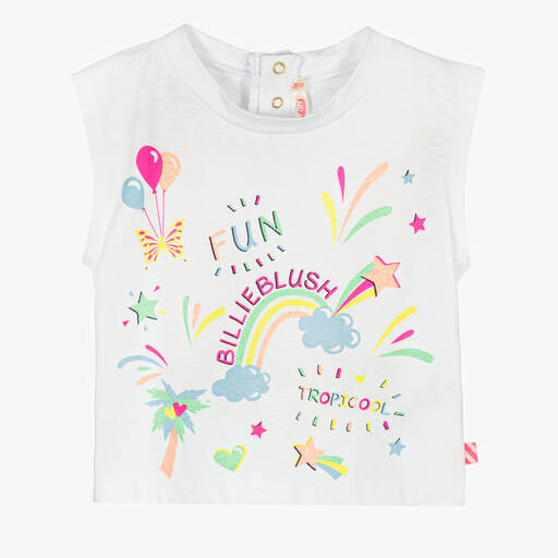 Billieblush-Girls White Cotton Sleeveless T-Shirt | Childrensalon Outlet