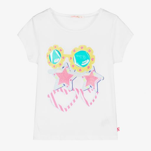 Billieblush-Girls White Cotton T-Shirt | Childrensalon Outlet