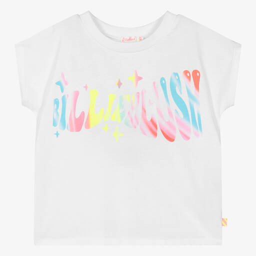 Billieblush-Girls White Cotton T-Shirt | Childrensalon Outlet