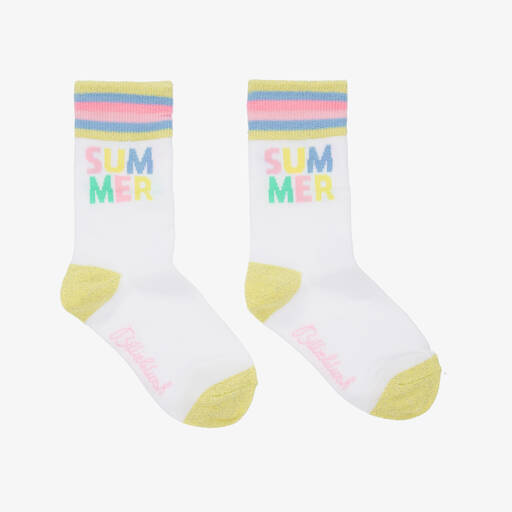 Billieblush-Girls White & Gold Trim Summer Socks | Childrensalon Outlet
