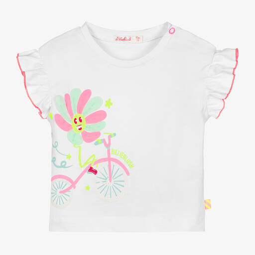 Billieblush-Girls White Organic Cotton T-Shirt | Childrensalon Outlet