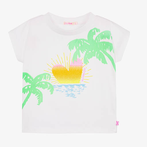 Billieblush-Girls White Sequin Boxy Cotton T-Shirt | Childrensalon Outlet