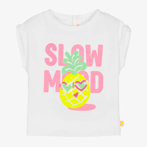 Billieblush-Girls White Sleeveless Pineapple T-Shirt | Childrensalon Outlet