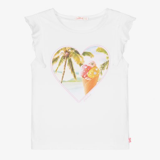 Billieblush-Girls White Sleeveless T-Shirt | Childrensalon Outlet