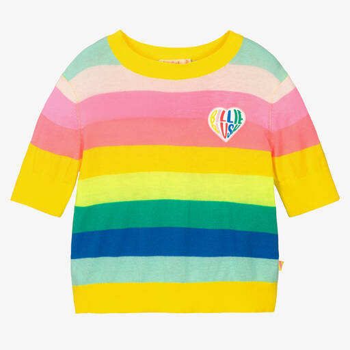 Billieblush-كنزة قطن محبوك مقلم لون أصفر للبنات | Childrensalon Outlet