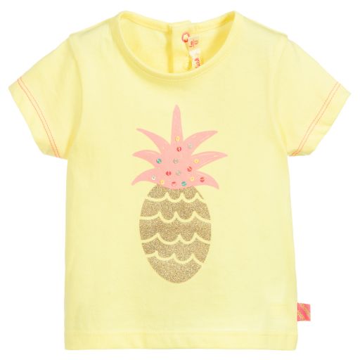 Billieblush-Girls Yellow Cotton T-Shirt | Childrensalon Outlet