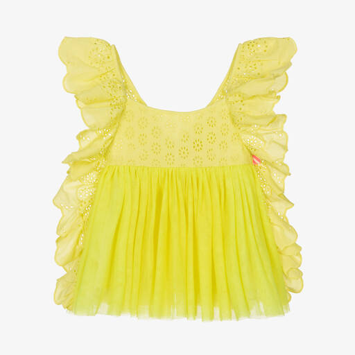 Billieblush-Желтая блузка из тюля с оборками | Childrensalon Outlet
