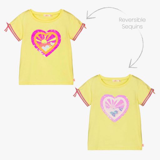 Billieblush-Girls Yellow Heart T-Shirt | Childrensalon Outlet