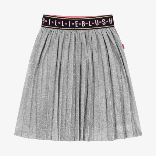 Billieblush-تنورة بكسرات لون فضي غليتر | Childrensalon Outlet