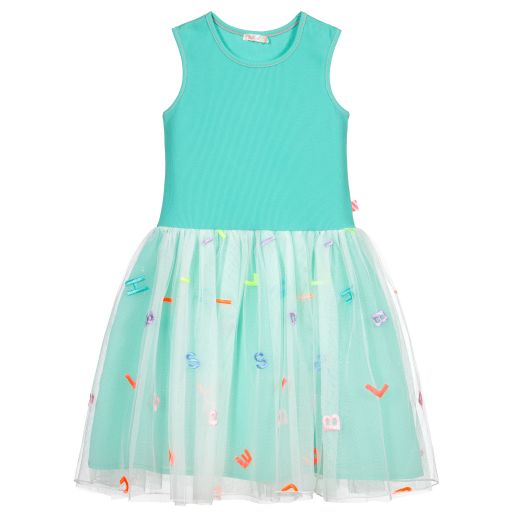 Billieblush-Green Tulle Logo Dress | Childrensalon Outlet