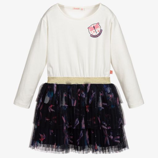 Billieblush-Ivory & Navy Blue Tulle Dress | Childrensalon Outlet