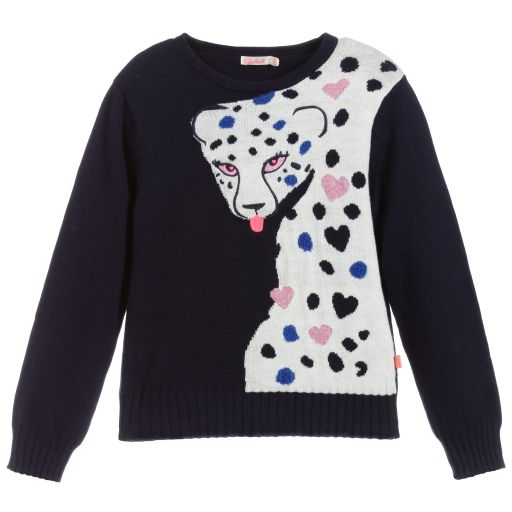 Billieblush-Темно-синий свитер с изображением пантеры | Childrensalon Outlet
