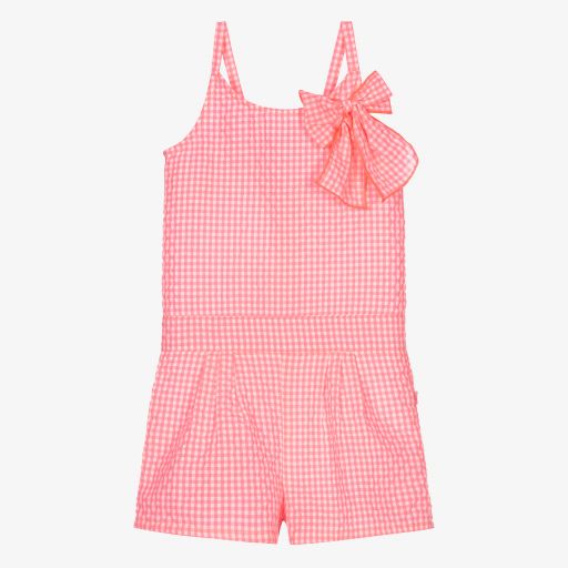 Billieblush-Neon Pink Gingham Playsuit | Childrensalon Outlet