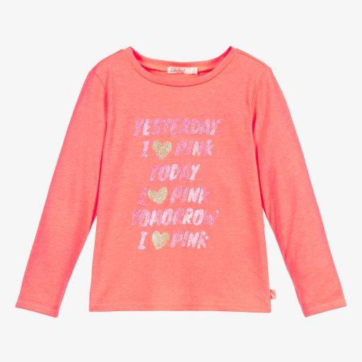 Billieblush-توب قطن جيرسي لون زهري نيون للبنات | Childrensalon Outlet