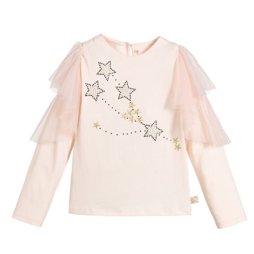 Billieblush-Бледно-розовый хлопковый топ со звездами | Childrensalon Outlet