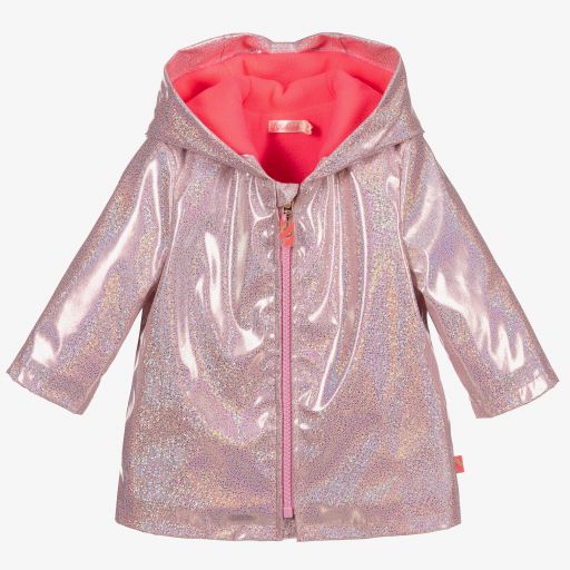 Billieblush-Pink Glittery Hooded Raincoat  | Childrensalon Outlet