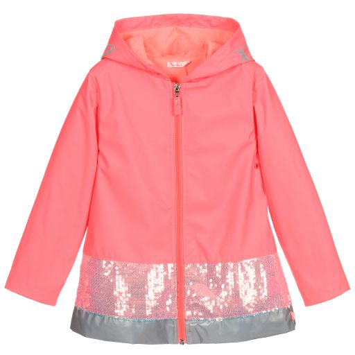 Billieblush-Pink Hooded Sequin Raincoat | Childrensalon Outlet
