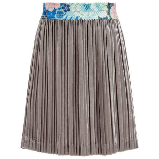 Billieblush-Silver Pleated Velour Skirt | Childrensalon Outlet
