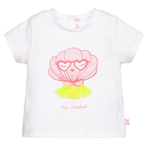 Billieblush-Weißes T-Shirt aus Baumwolljersey | Childrensalon Outlet