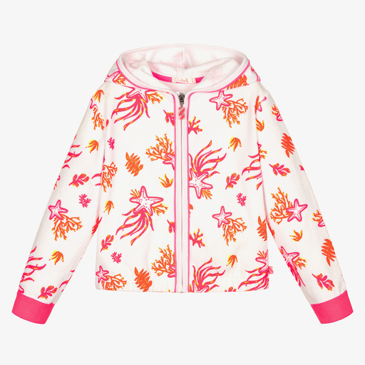 Billieblush-توب بسحّاب مزيج قطن لون أبيض للبنات | Childrensalon Outlet