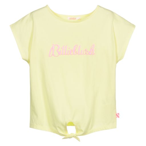 Billieblush-Yellow Cotton Logo T-Shirt | Childrensalon Outlet