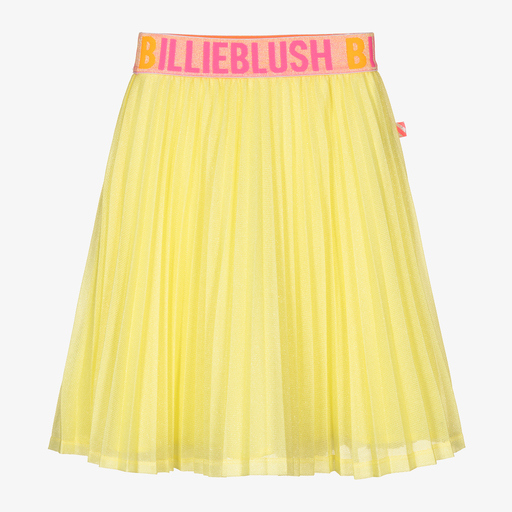 Billieblush-تنورة بكسرات لون أصفر فاقع غليتر | Childrensalon Outlet