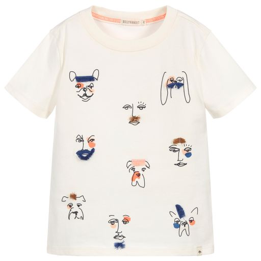 Billybandit-Boys Ivory Cotton T-Shirt  | Childrensalon Outlet