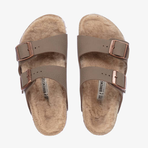 Birkenstock-Boys Beige Faux Leather Sandals | Childrensalon Outlet