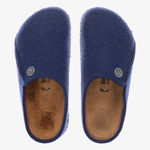 Birkenstock-Boys Blue Felted Wool Slippers | Childrensalon Outlet
