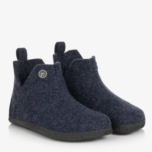 Birkenstock-سليبرز جوخ صوف لون أزرق داكن | Childrensalon Outlet