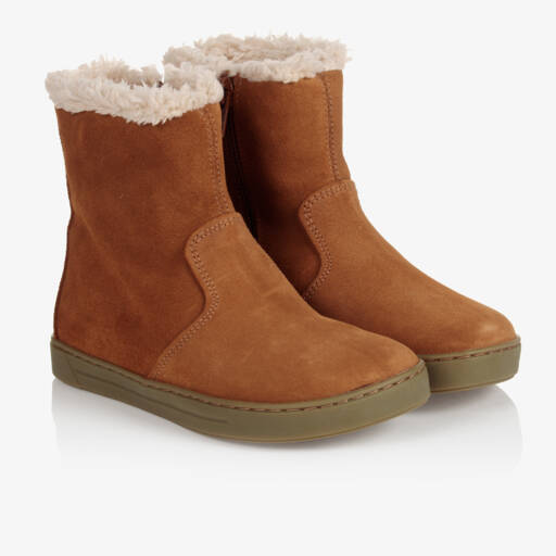 Birkenstock-Dark Tan Brown Suede Leather Boots | Childrensalon Outlet