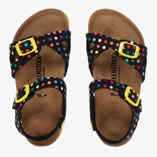 Birkenstock-Girls Black Polka Dot Sandals | Childrensalon Outlet