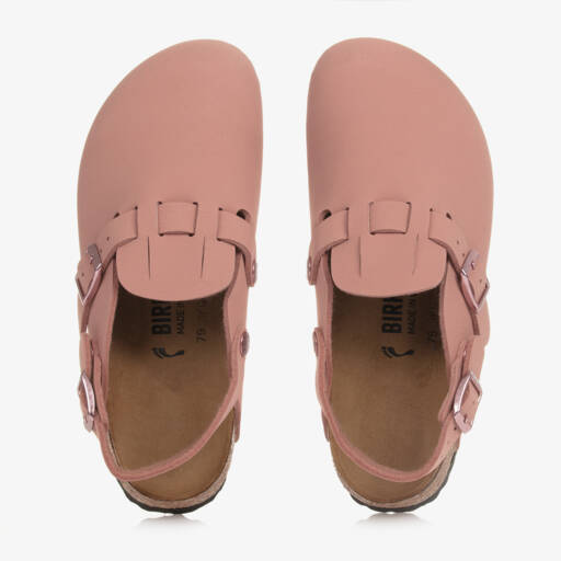 Birkenstock-Girls Dusky Pink Faux Leather Sandals | Childrensalon Outlet
