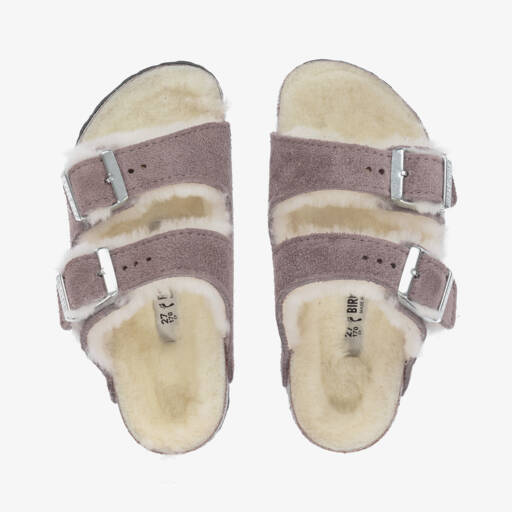 Birkenstock-Girls Lilac Suede Wool Sandals | Childrensalon Outlet