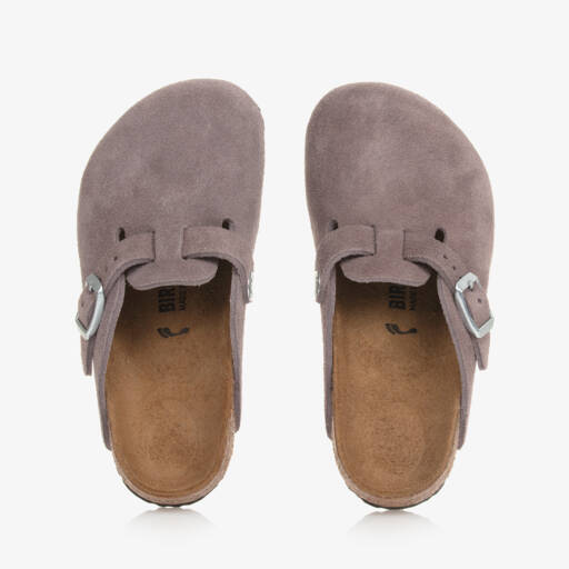 Birkenstock-Girls Violet Suede Clog Sandals | Childrensalon Outlet