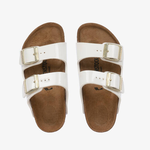 Birkenstock-Girls White Patent Faux Leather Sandals | Childrensalon Outlet