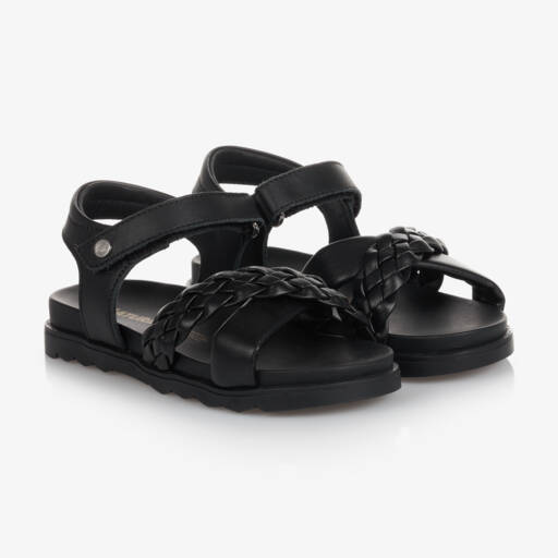 Naturino-Black Leather Plait Sandals | Childrensalon Outlet