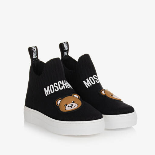 Moschino Кид-Тин-Black Teddy Bear Sock Trainers | Childrensalon Outlet