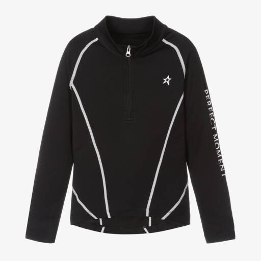 Perfect Moment-Black Thermal Base Layer Half-Zip Top | Childrensalon Outlet