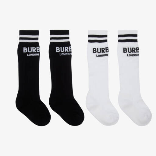 Burberry-Black & White Socks (2 Pack) | Childrensalon Outlet