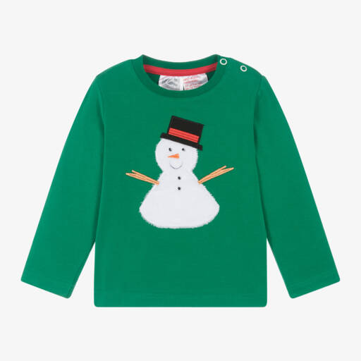 Blade & Rose-Festive Snowman Green Cotton Tee | Childrensalon Outlet