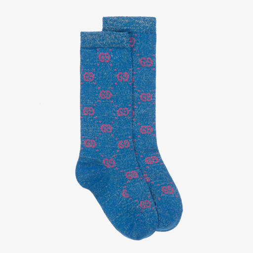 Gucci-Blue Glitter GG Logo Socks | Childrensalon Outlet