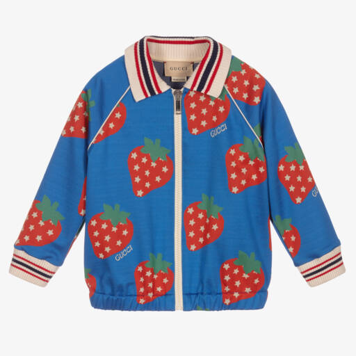Gucci-Синий топ на молнии с клубникой для девочек | Childrensalon Outlet