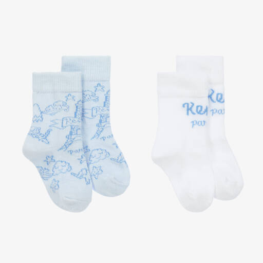 KENZO KIDS-Blue & White Cotton Baby Socks (2 Pack) | Childrensalon Outlet