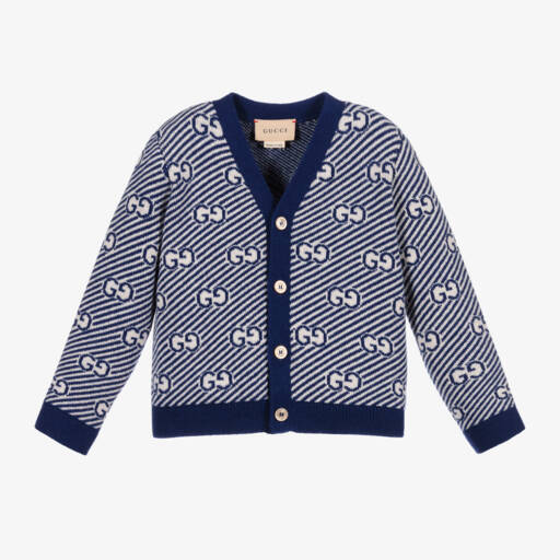 Gucci-Blue Wool GG Baby Cardigan | Childrensalon Outlet