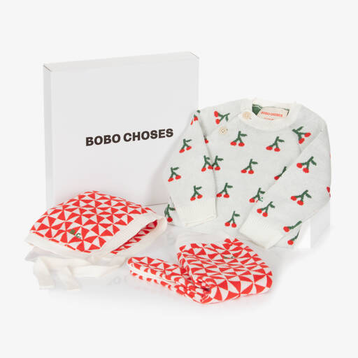 Bobo Choses-Girls Cherry Knit Babysuit Set | Childrensalon Outlet
